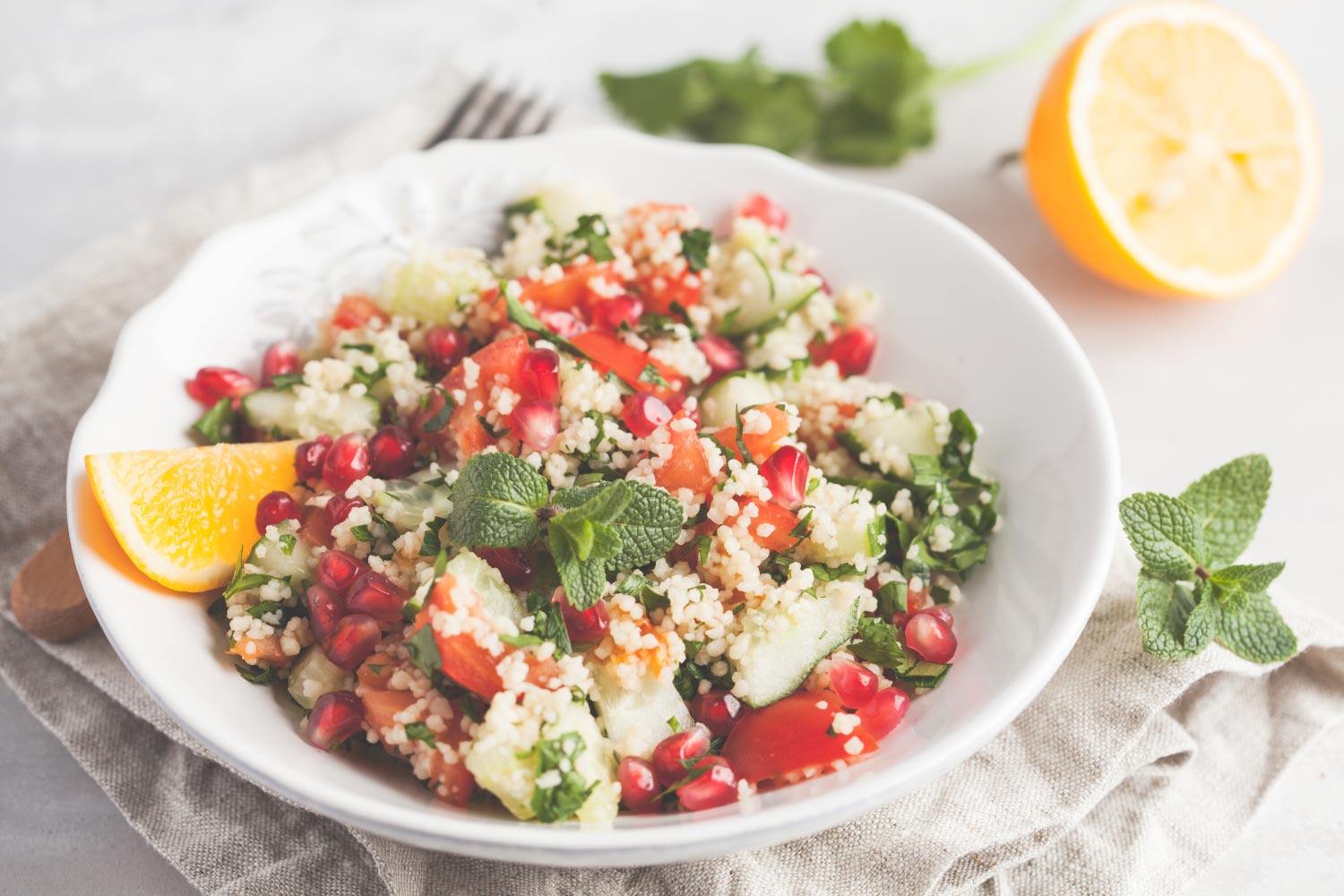 Herb Tabbouleh with pomegranate juice