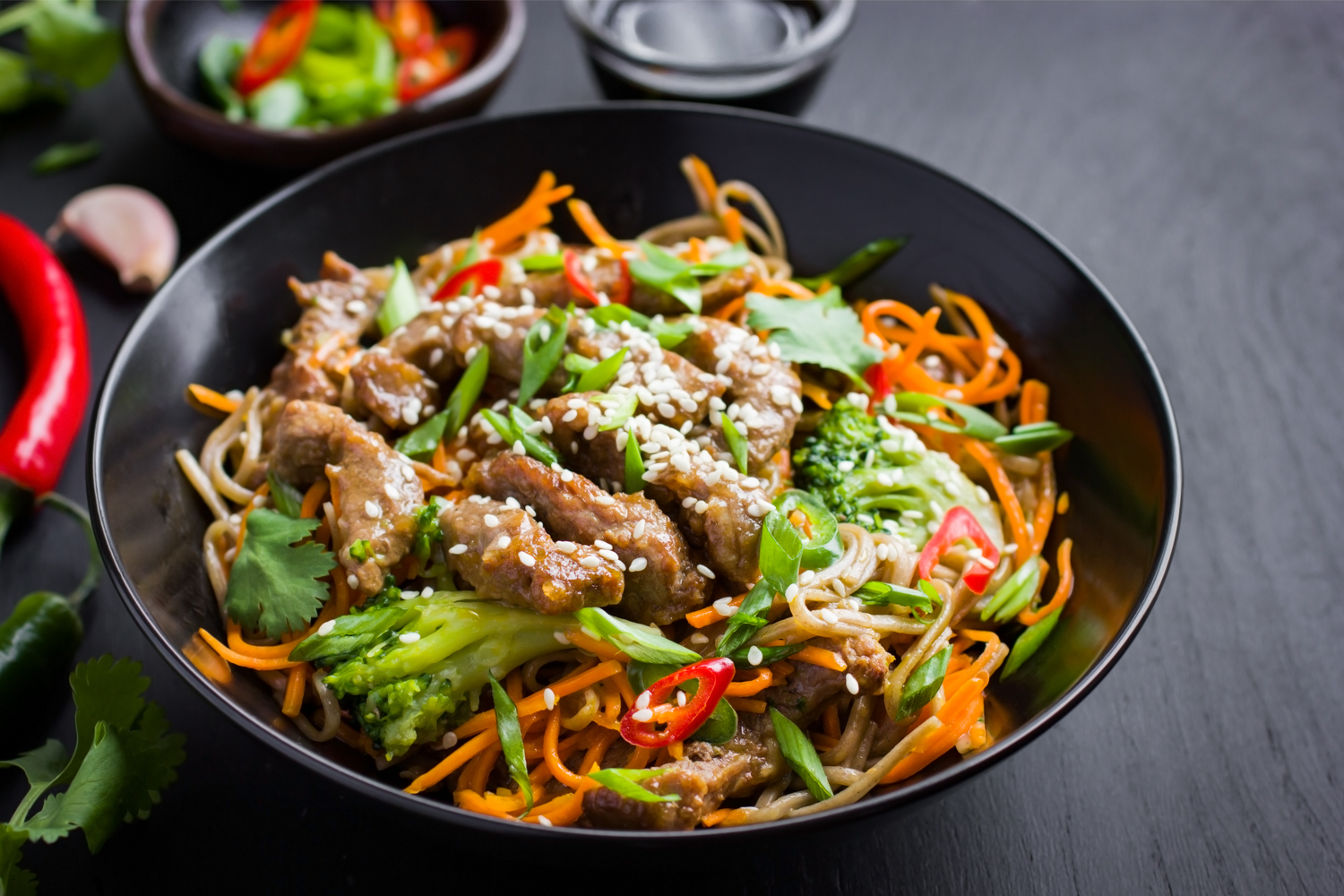 Stir Fry with beef and fresh coriander